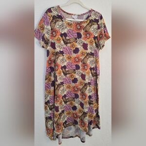 LuLaRoe Multicolor Floral And Cowgirl Boot Dress